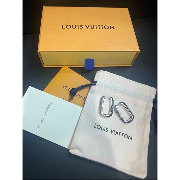 Louis Vuitton hoop earrings silvertone - Picture 1 of 5